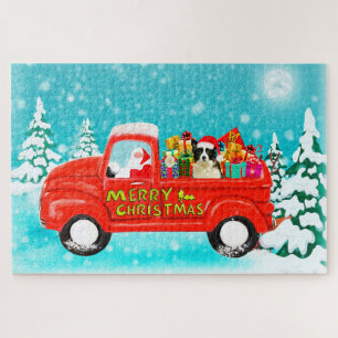 Border Collie hond Kerstman Santa bezorgtruck Legpuzzel