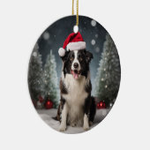 Border Collie Hond Kerstmis Keepsake Keramisch Ornament (Rechts)