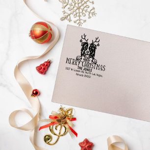 Border Collie Hond Kerstmis Retouradres Rubberstempel