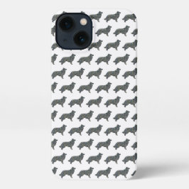 Border Collie Hond Leuk Silhouet Raster Wit iPhone 13 Hoesje