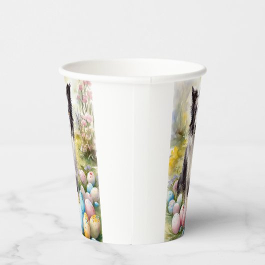 Border Collie Hond met Paaseieren Vakantie Papieren Bekers (Rechts)