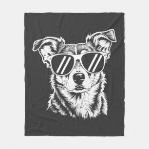 Border Collie-hond met zonnebril vintage huisdier Fleece Deken