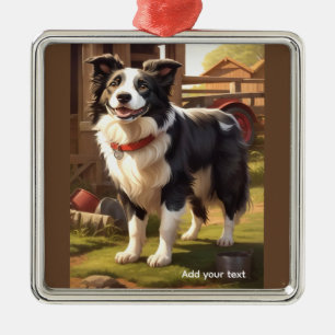 Border Collie Hond Metalen Ornament