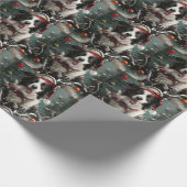 Border Collie Hond Rijden Motorfiets Kerstmis Cadeaupapier (Hoek)
