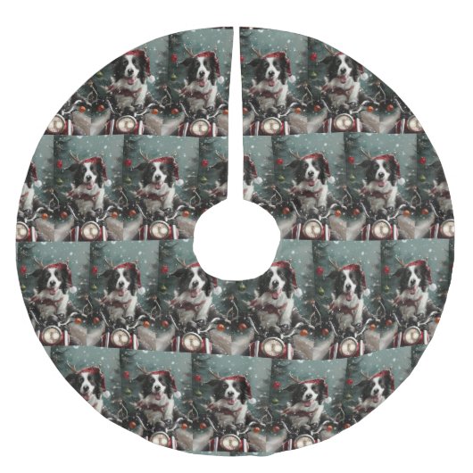 Border Collie Hond Rijden Motorfiets Kerstmis Kerstboom Rok (Voorkant)