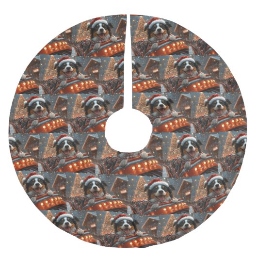 Border Collie Hond Rollercoaster Kerstmis Kerstboom Rok (Voorkant)