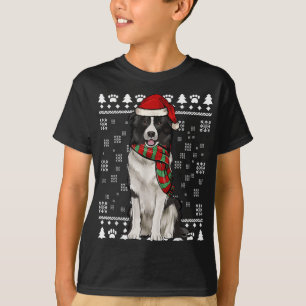 Border Collie Hond Santa Hoed Xmas Lelijke Kerstmi T-shirt