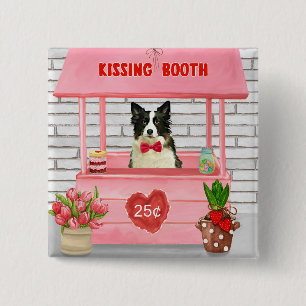 Border Collie Hond Valentijnsdag Kusstand Vierkante Button 5,1 Cm