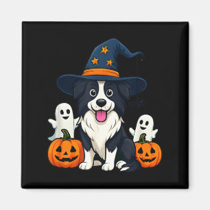 Border Collie-hond Zwart en Wit Halloween Geesten Magneet