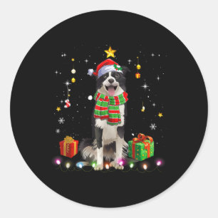 Border Collie Hondenboom Kersttrui Kersthonden Ronde Sticker