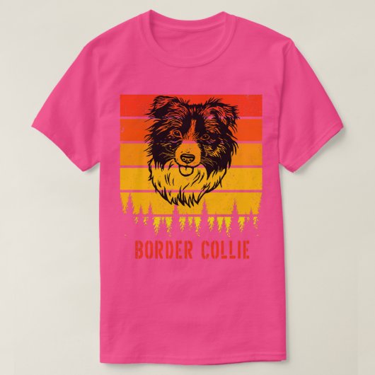 Border Collie Hondenliefhebbers Sunset for Dad Pap T-shirt (Design voorkant)
