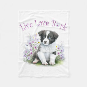 Border Collie Hondenmoeder Bloemstuk Fleece Deken