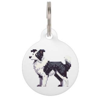 Border collie huisdier id label pixel art gamer huisdierpenning