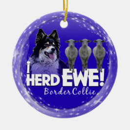 Border Collie i HERD EWE SHEEP CHRISTMAS ORNAMENT