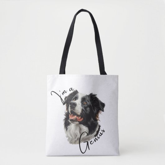 Border Collie - Ik ben een Genius Canvas tas (Voorkant)