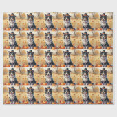 Border Collie in Autumn verlaat Thanksgiving Cadeaupapier (Vlak)