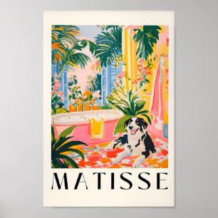Border Collie in badkamer Art Print, Matisse Wall Poster