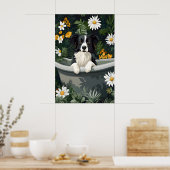 Border Collie In Bathtub Poster, Funny Dog Poster (Cuisine)