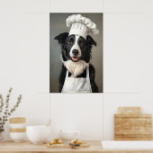Border Collie In Chefs Hat Poster, Pet Poster (Keuken)