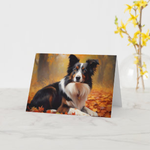 Border Collie in de herfst laat Herfst inspireren Kaart