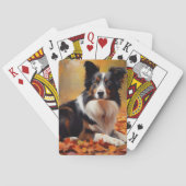 Border Collie in de herfst laat Herfst inspireren Pokerkaarten (Achterkant)