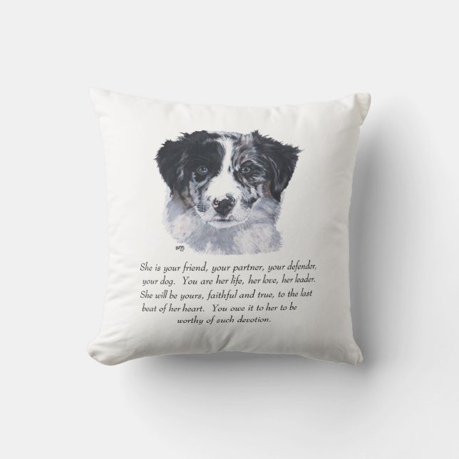 Border Collie Keepsakes Kussen (Voorkant)