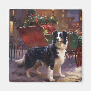 Border Collie Kerst Feestelijke Periode Magneet