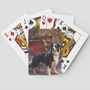Border Collie Kerst Feestelijke Periode Pokerkaarten