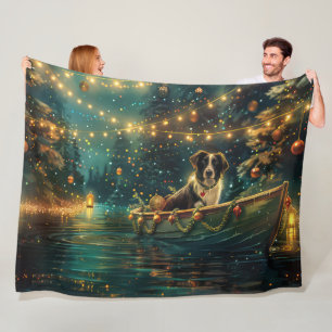 Border Collie Kerst Feestelijke Reis Fleece Deken