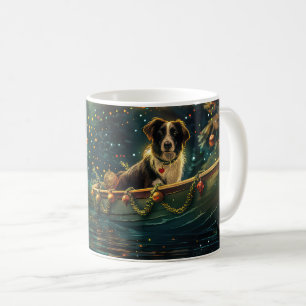 Border Collie Kerst Feestelijke Reis Koffiemok