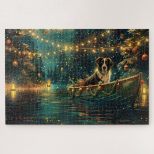 Border Collie Kerst Feestelijke Reis Legpuzzel