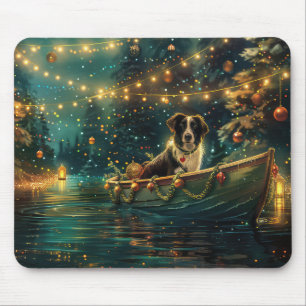 Border Collie Kerst Feestelijke Reis Muismat
