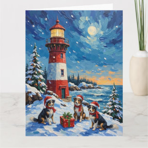 Border Collie Kerst Lichtbaken Vakantie Kaart