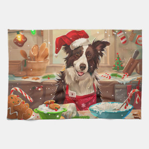 Border Collie Kerstbak: Festieve Kerstmis Theedoek