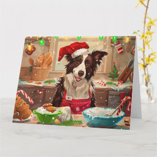 Border Collie Kerstbakken: Festieve Kerstmis Kaart
