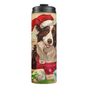Border Collie Kerstbakken: Festieve Kerstmis Thermosbeker