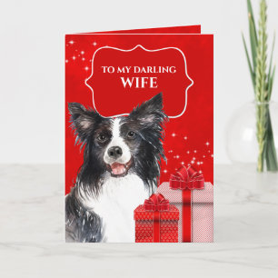 Border Collie kerstcadeaus bogen met vers Kaart