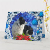 Border Collie kerstkaart Kaart (Gele Bloem)