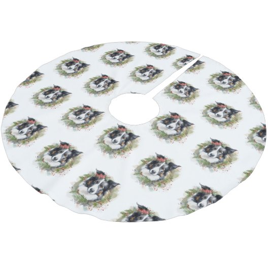 Border Collie Kerstkrans Feestelijke Pup Kerstboom Rok (Gekanteld)