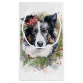 Border Collie Kerstkrans Feestelijke Pup Klein Cadeauzakje (Achterkant)