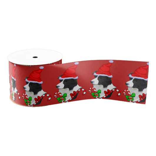 Border Collie KerstMerry Grosgrain Lint (Spoel)