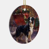 Border Collie Kerstmis Feestelijk Seizoen Keramisch Ornament (Rechts)