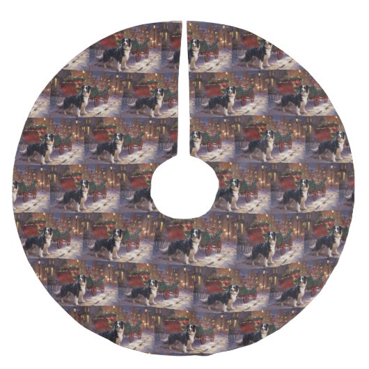 Border Collie Kerstmis Feestelijk Seizoen Kerstboom Rok (Voorkant)