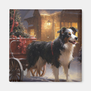 Border Collie Kerstmis Feestelijk Seizoen Magneet