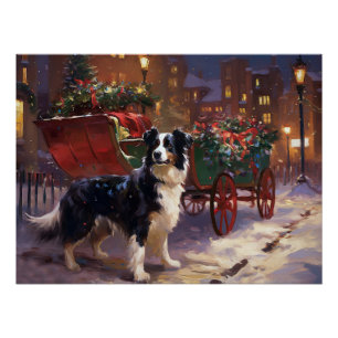 Border Collie Kerstmis Feestelijk Seizoen Perfect Poster