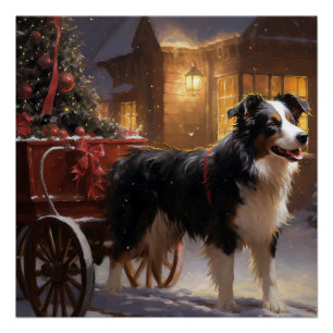 Border Collie Kerstmis Feestelijk Seizoen Perfect Poster