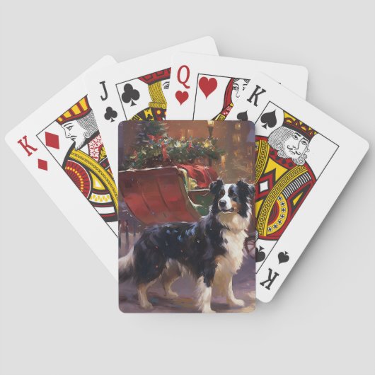 Border Collie Kerstmis Feestelijk Seizoen Pokerkaarten (Achterkant)