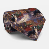 Border Collie Kerstmis Feestelijk Seizoen Stropdas (Opgerold)