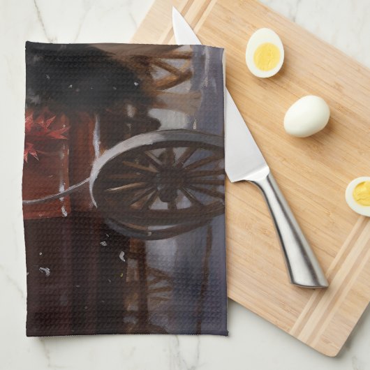 Border Collie Kerstmis Feestelijk Seizoen Theedoek (Quarter Fold)