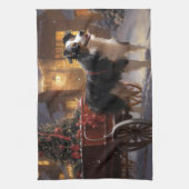 Border Collie Kerstmis Feestelijk Seizoen Theedoek (Verticaal)